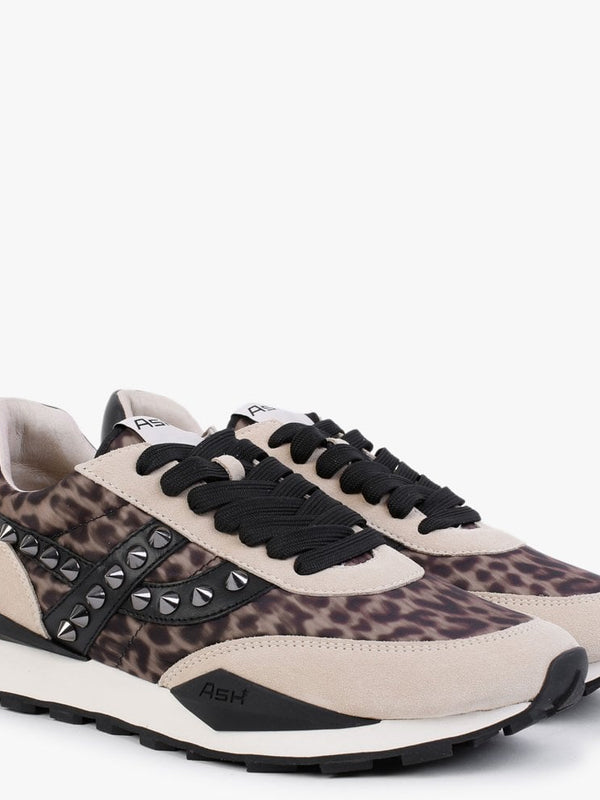 Spider 168 Studs Beige Leopard Eco Trainers