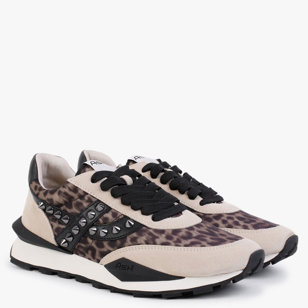Spider 168 Studs Beige Leopard Eco Trainers