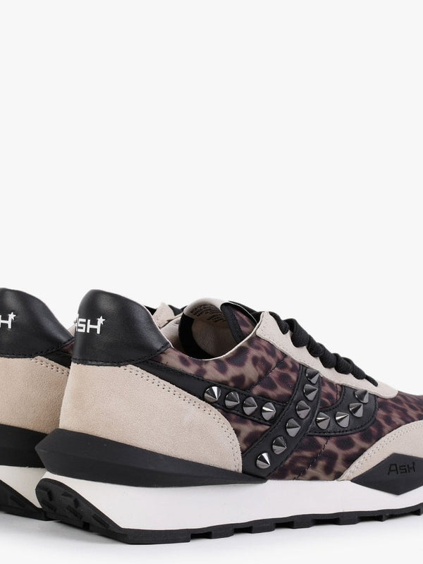 Spider 168 Studs Beige Leopard Eco Trainers