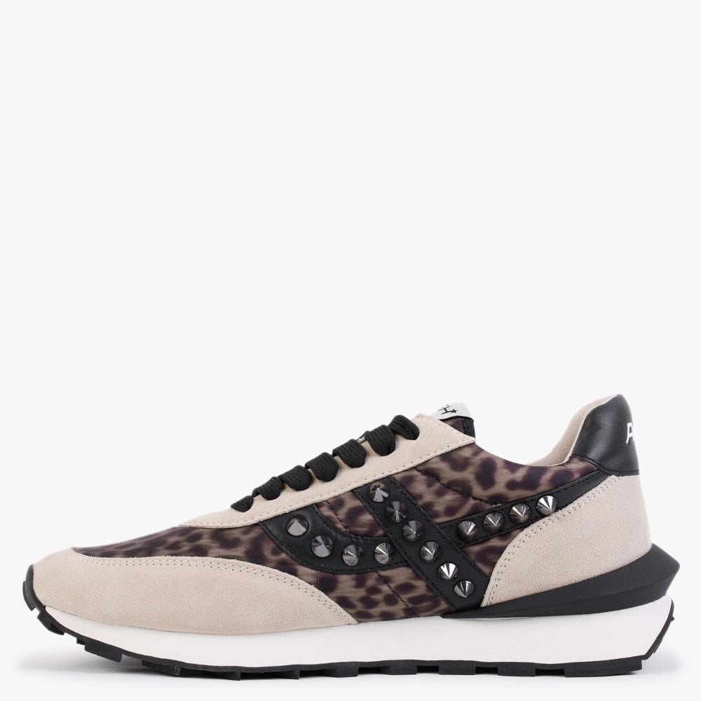 Spider 168 Studs Beige Leopard Eco Trainers