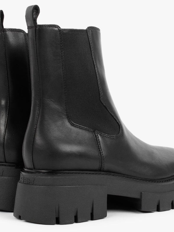 Lenny Black Leather Chunky Chelsea Boots