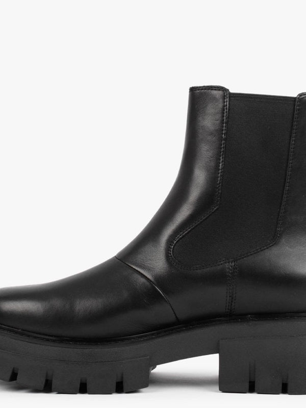 Lenny Black Leather Chunky Chelsea Boots