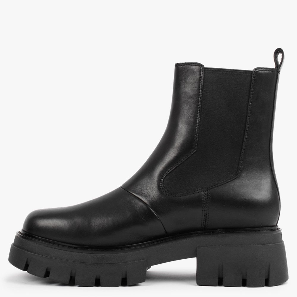 Lenny Black Leather Chunky Chelsea Boots