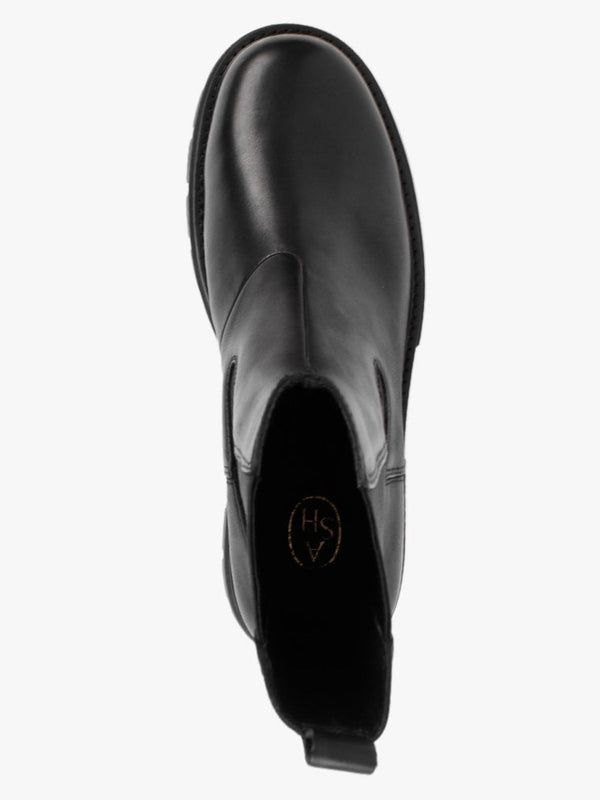 Lenny Black Leather Chunky Chelsea Boots