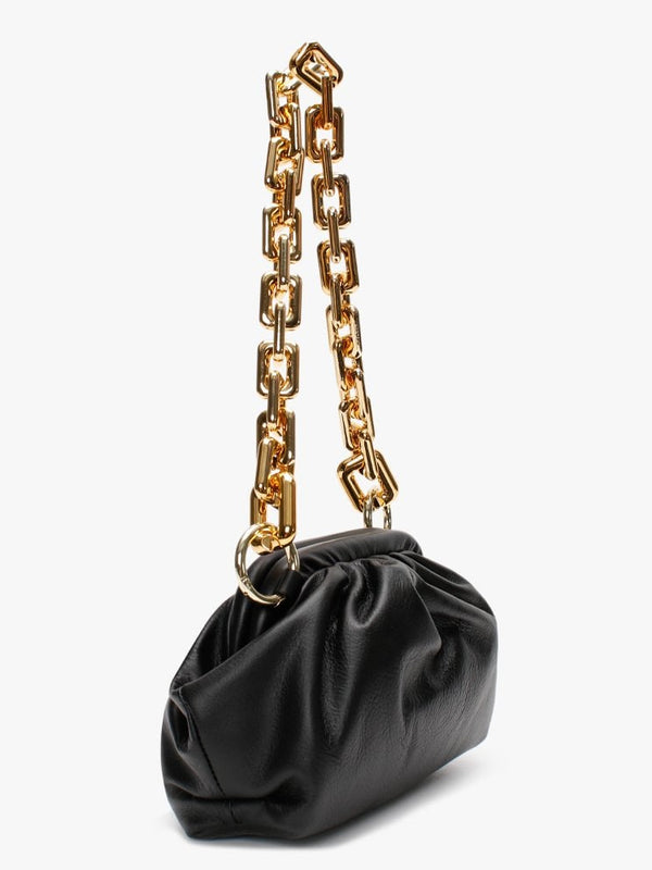 Dicloud Black Leather Chunky Chain Bag