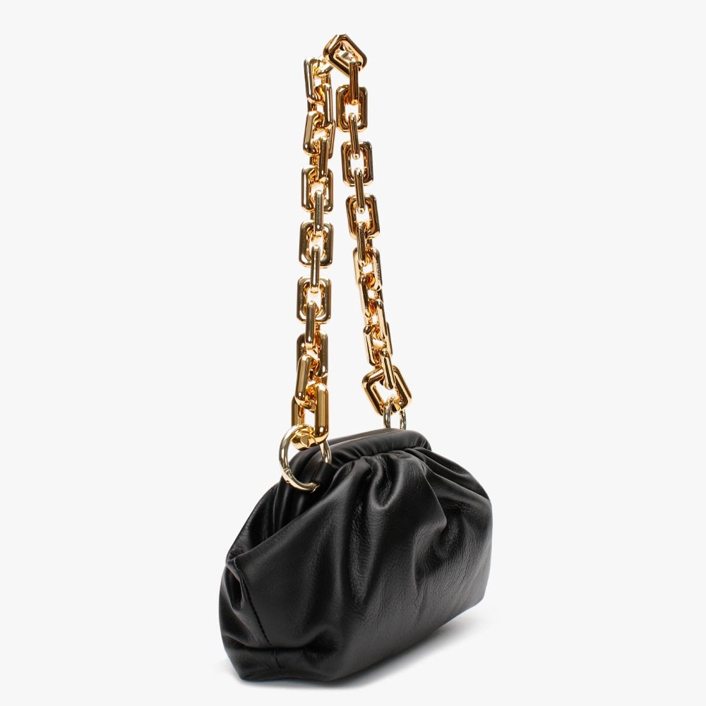 Dicloud Black Leather Chunky Chain Bag