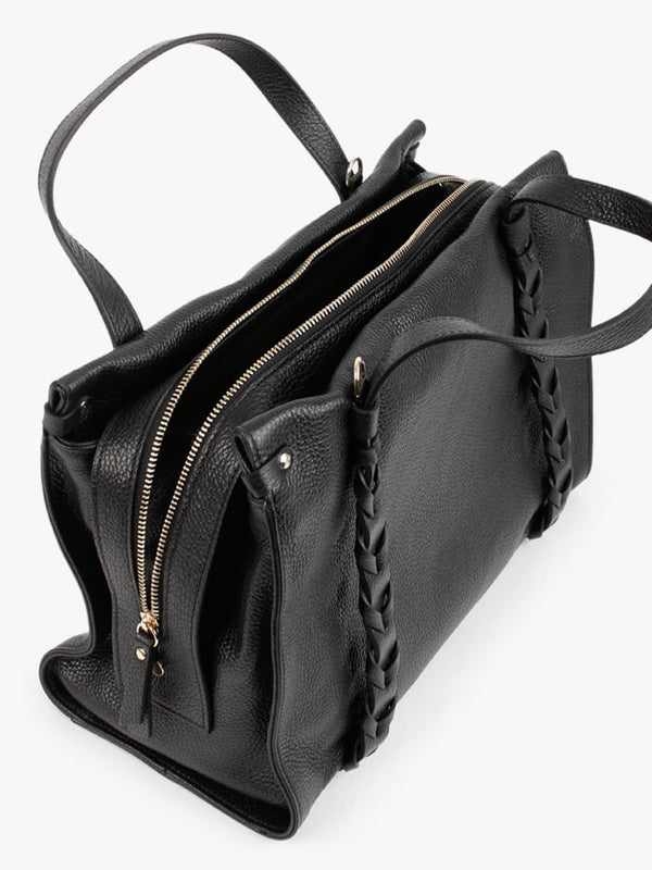 Large Diwove Black Leather Day Bag