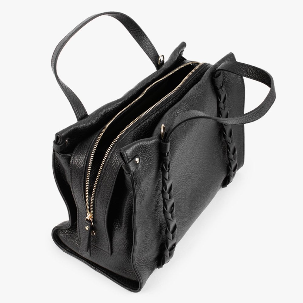 Large Diwove Black Leather Day Bag