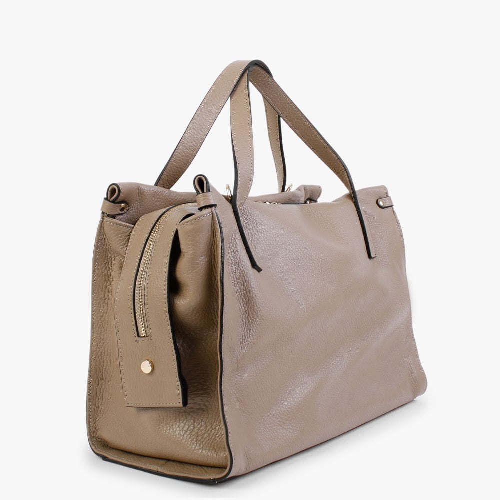 Large Diwove Taupe Leather Day Bag