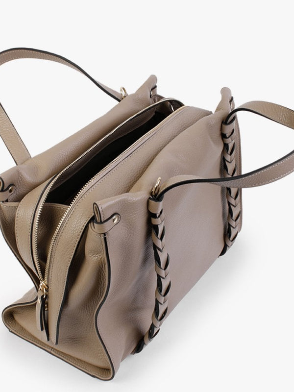 Large Diwove Taupe Leather Day Bag