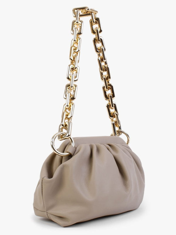 Dicloud Taupe Leather Chunky Chain Bag