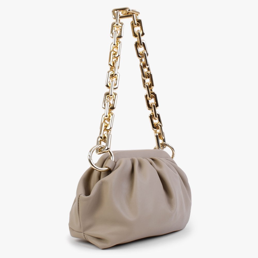 Dicloud Taupe Leather Chunky Chain Bag