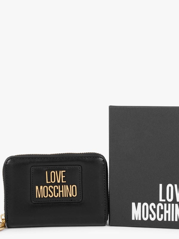 Heart Pendant Black Zip Around Purse