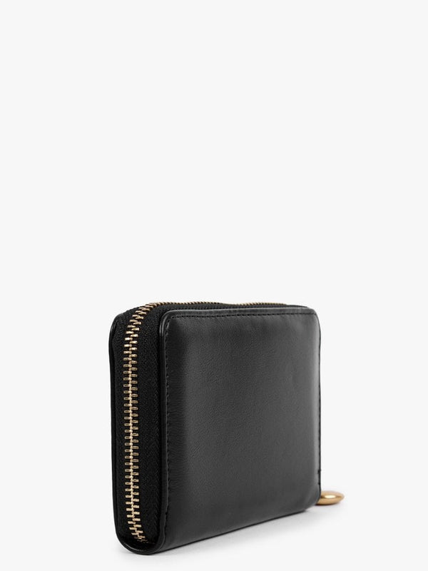 Heart Pendant Black Zip Around Purse