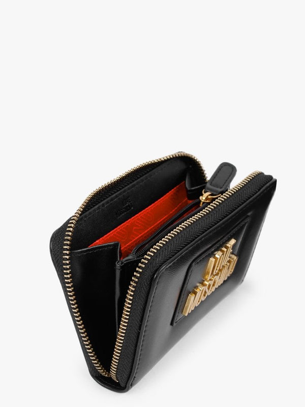 Heart Pendant Black Zip Around Purse