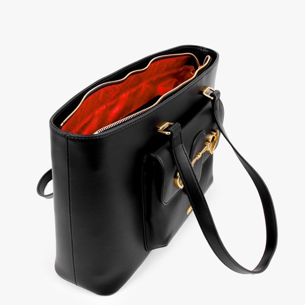 Heart Horse Bit Black Tote Bag