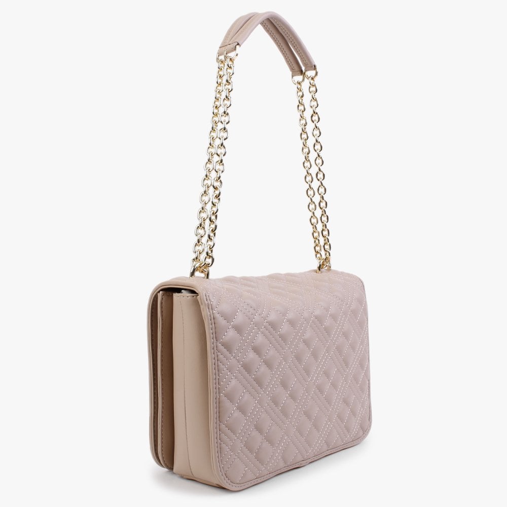 Quilted Chain Nude Shoulder Bag