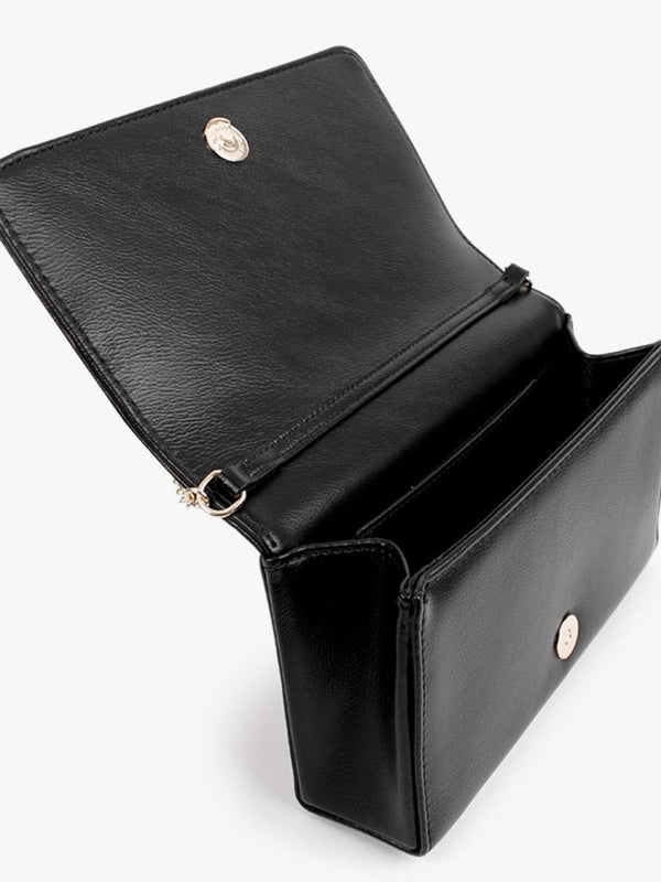 Embossed Logo Back Chain Strap Cross-Body Bag
