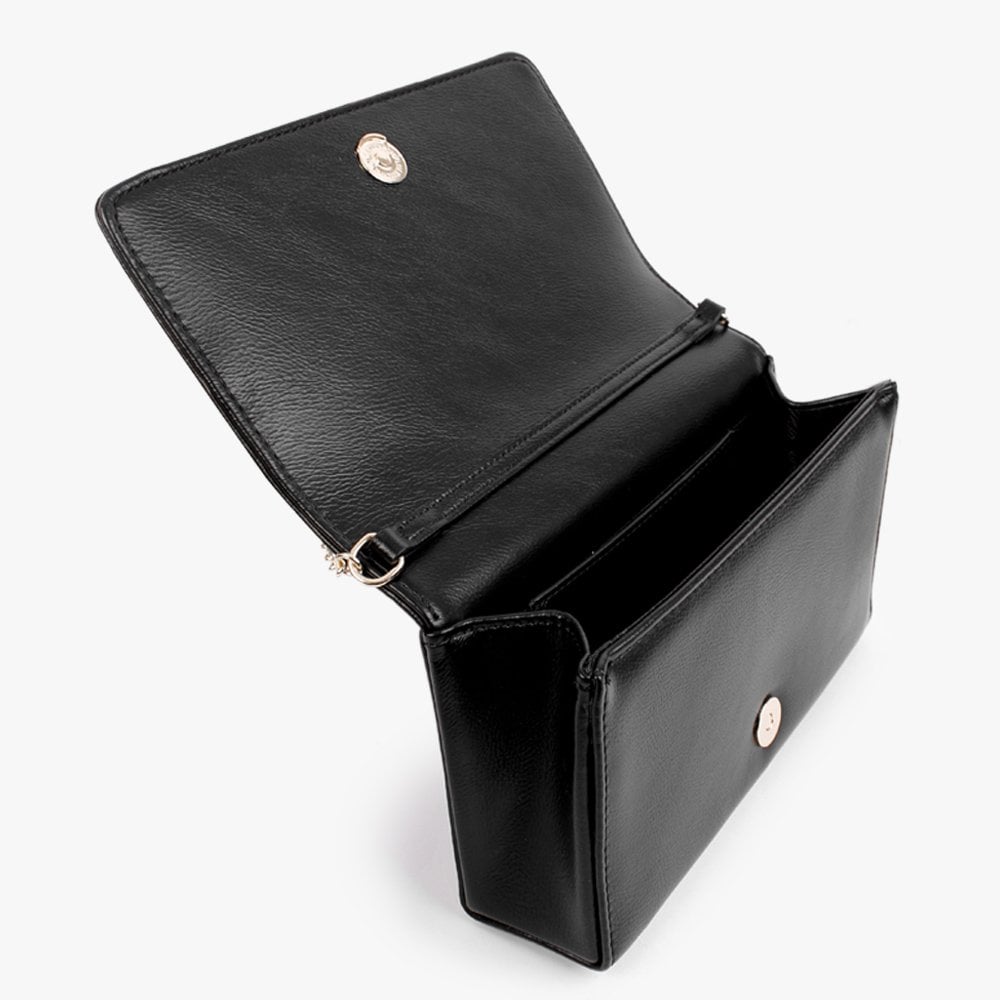 Embossed Logo Back Chain Strap Cross-Body Bag