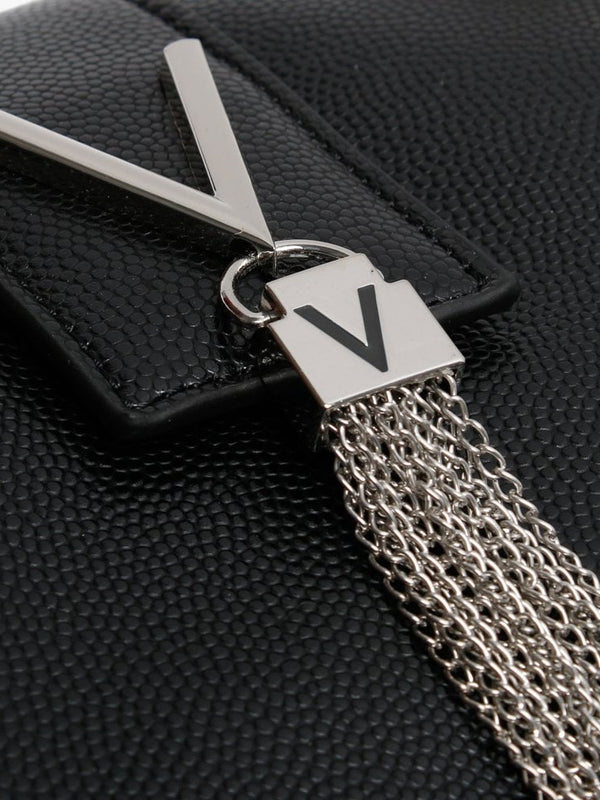Divina Black Pebbled Chain Tote Bag
