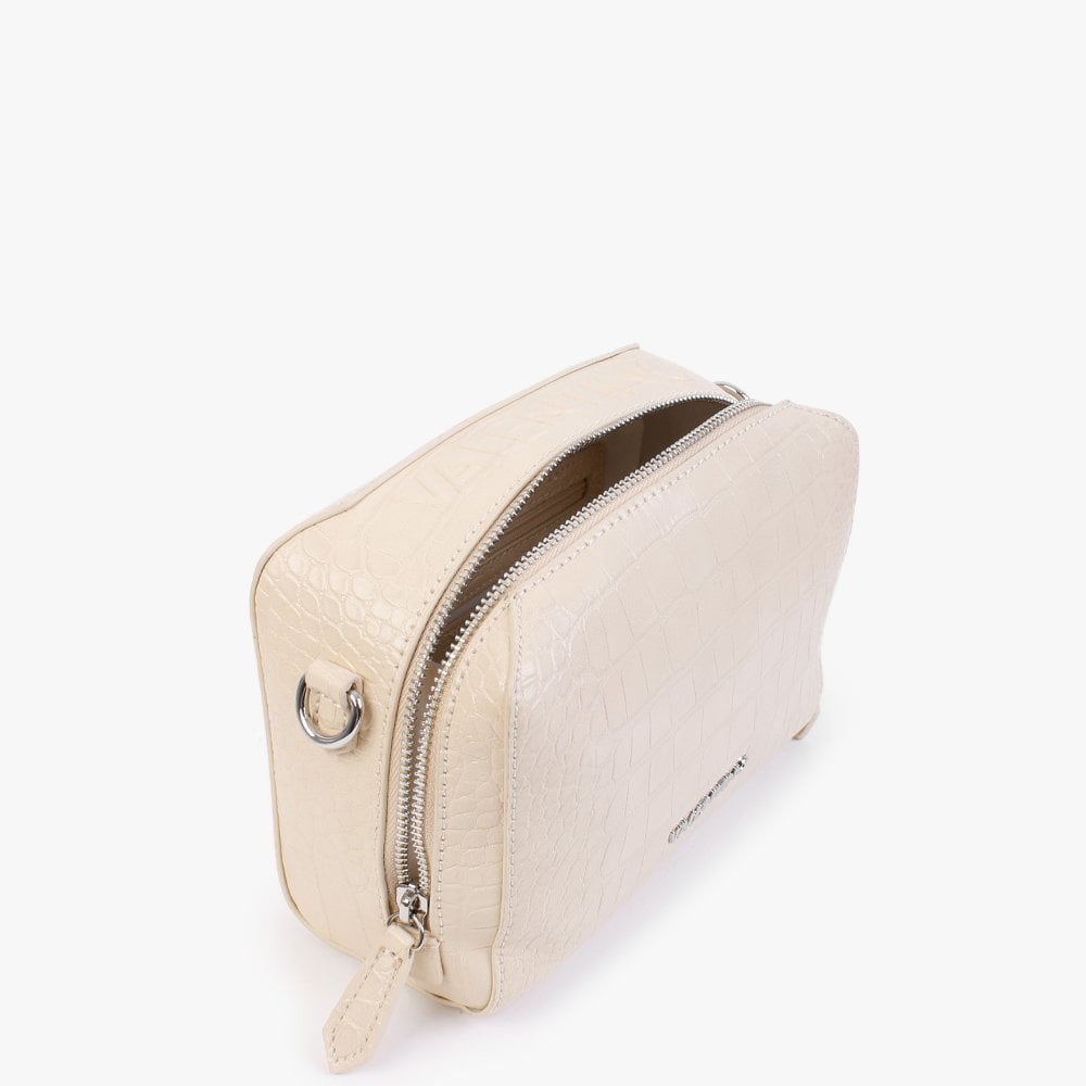 Pattie Haversack Ecru Moc Croc Cross-Body Bag
