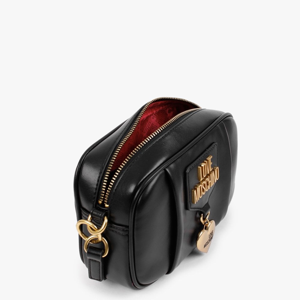 Heart Pendant Black Cross-Body Bag