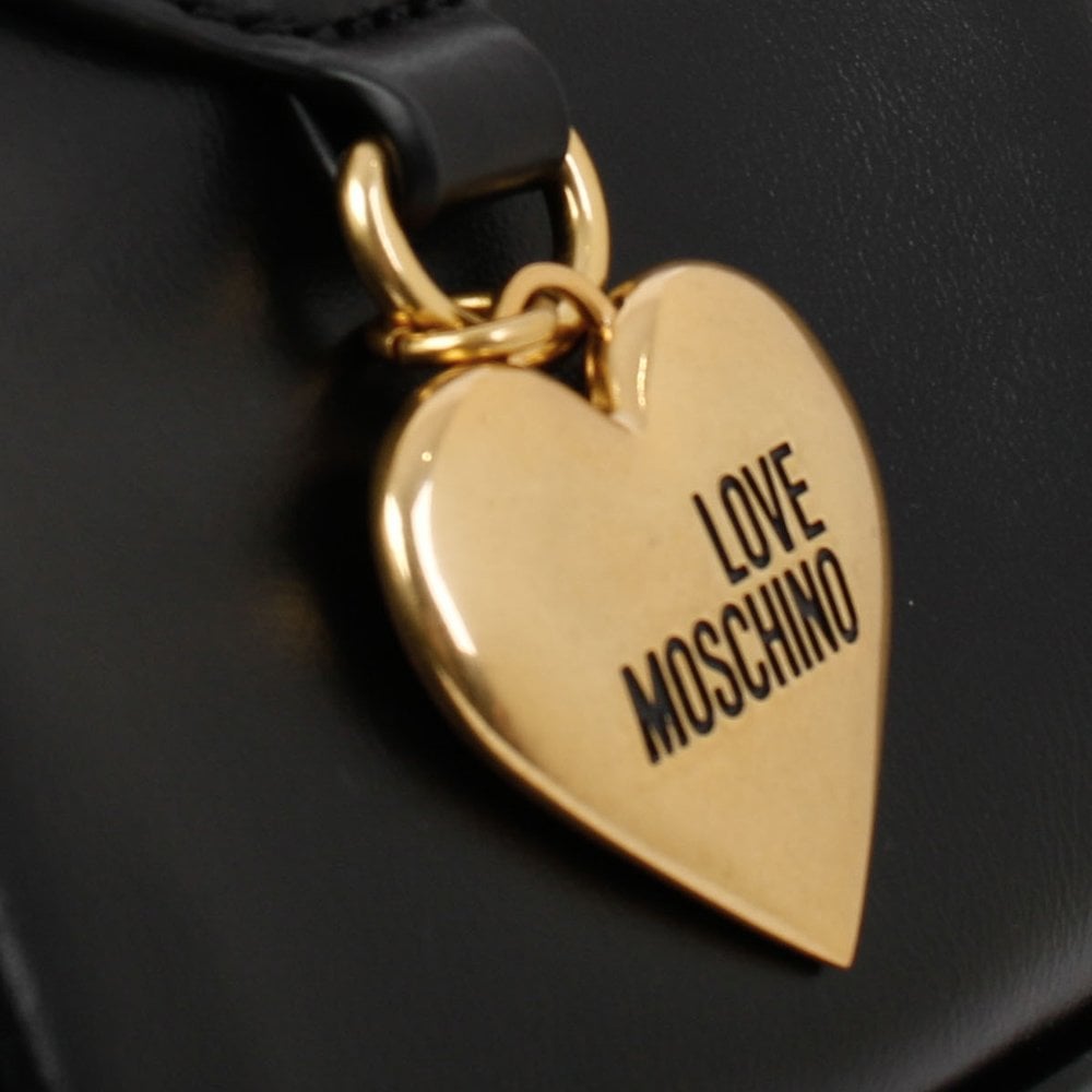 Heart Pendant Black Cross-Body Bag