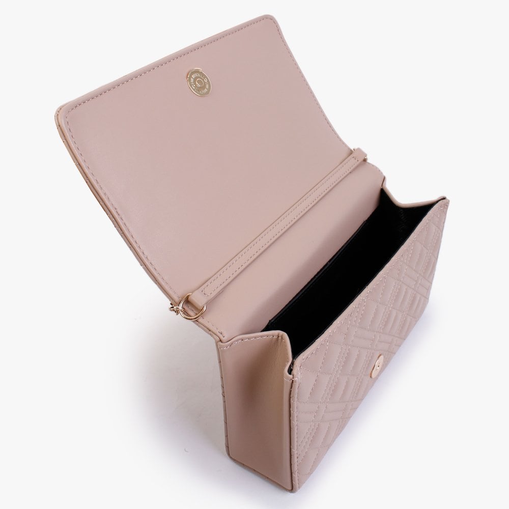 Diamond Quilt Flapover Nude Cross-Body Bag