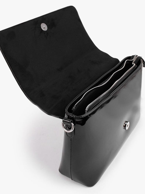 Daisy Black Patent Satchel Bag