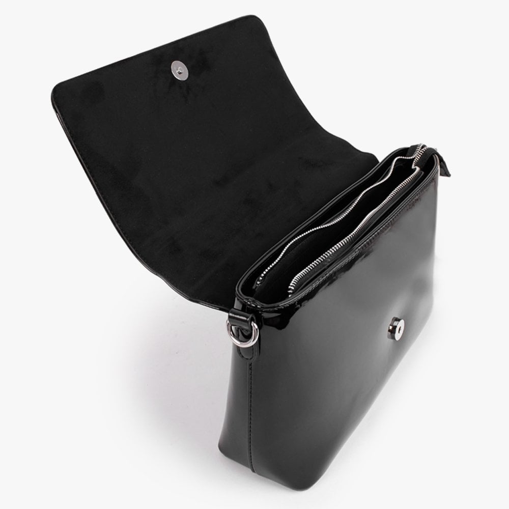 Daisy Black Patent Satchel Bag
