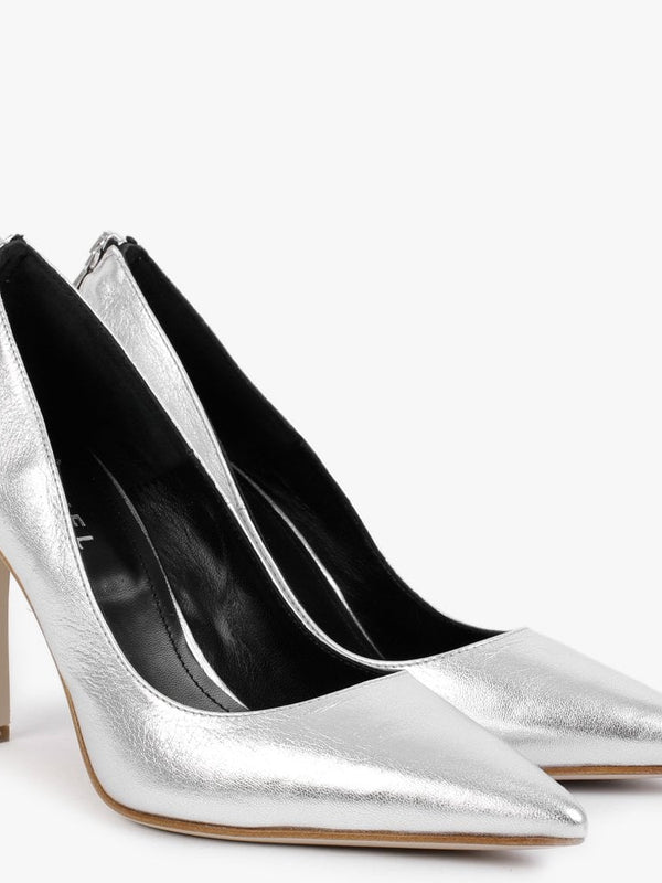 Nippy Silver Metallic Leather Court Shoes
