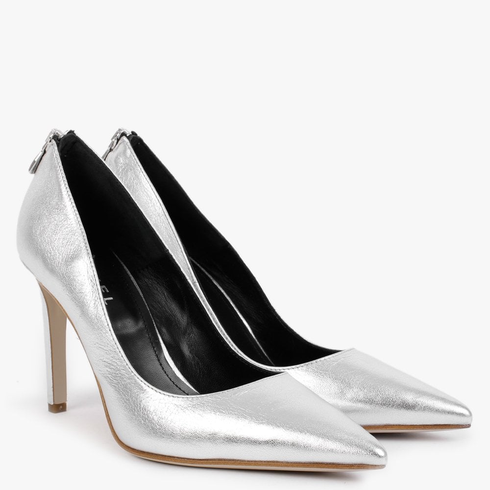 Nippy Silver Metallic Leather Court Shoes