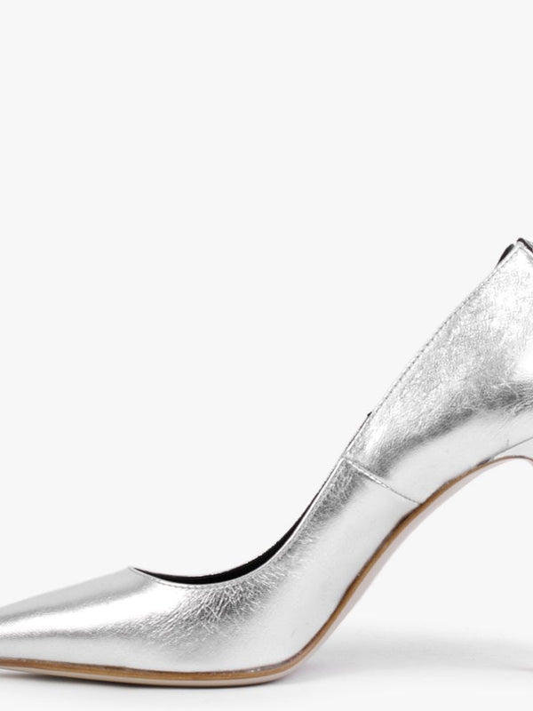 Nippy Silver Metallic Leather Court Shoes