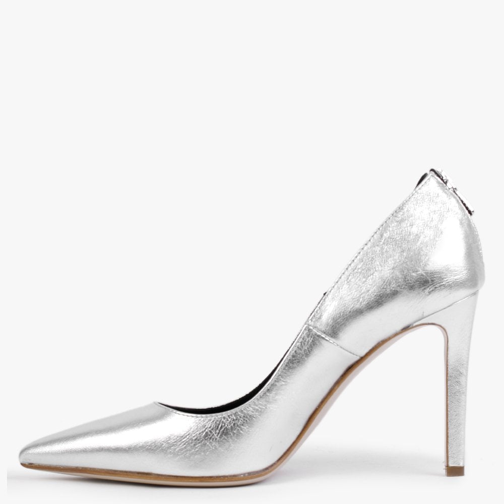 Nippy Silver Metallic Leather Court Shoes