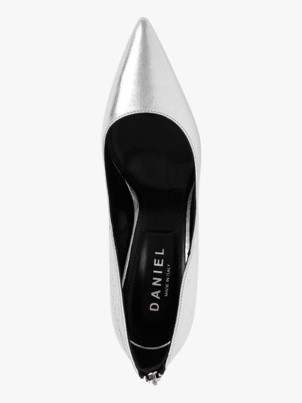 Nippy Silver Metallic Leather Court Shoes