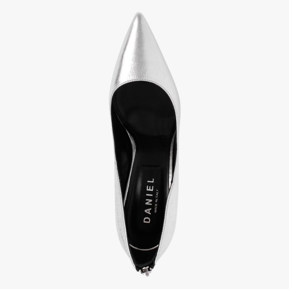 Nippy Silver Metallic Leather Court Shoes