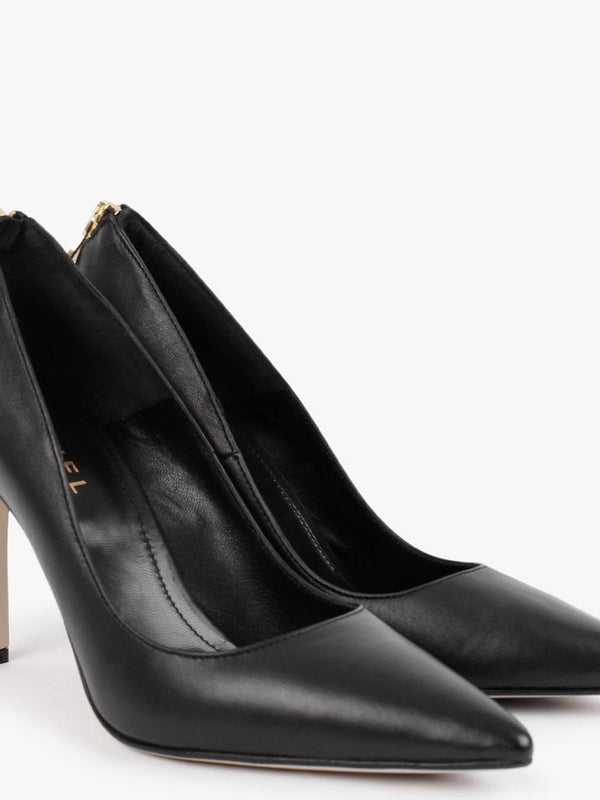 Nippy Black Leather Court Shoes