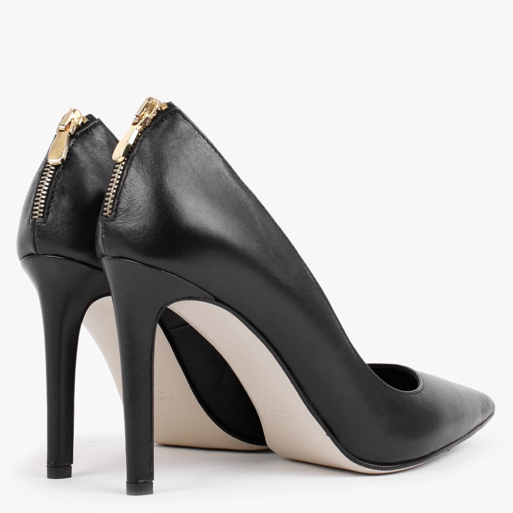 Nippy Black Leather Court Shoes
