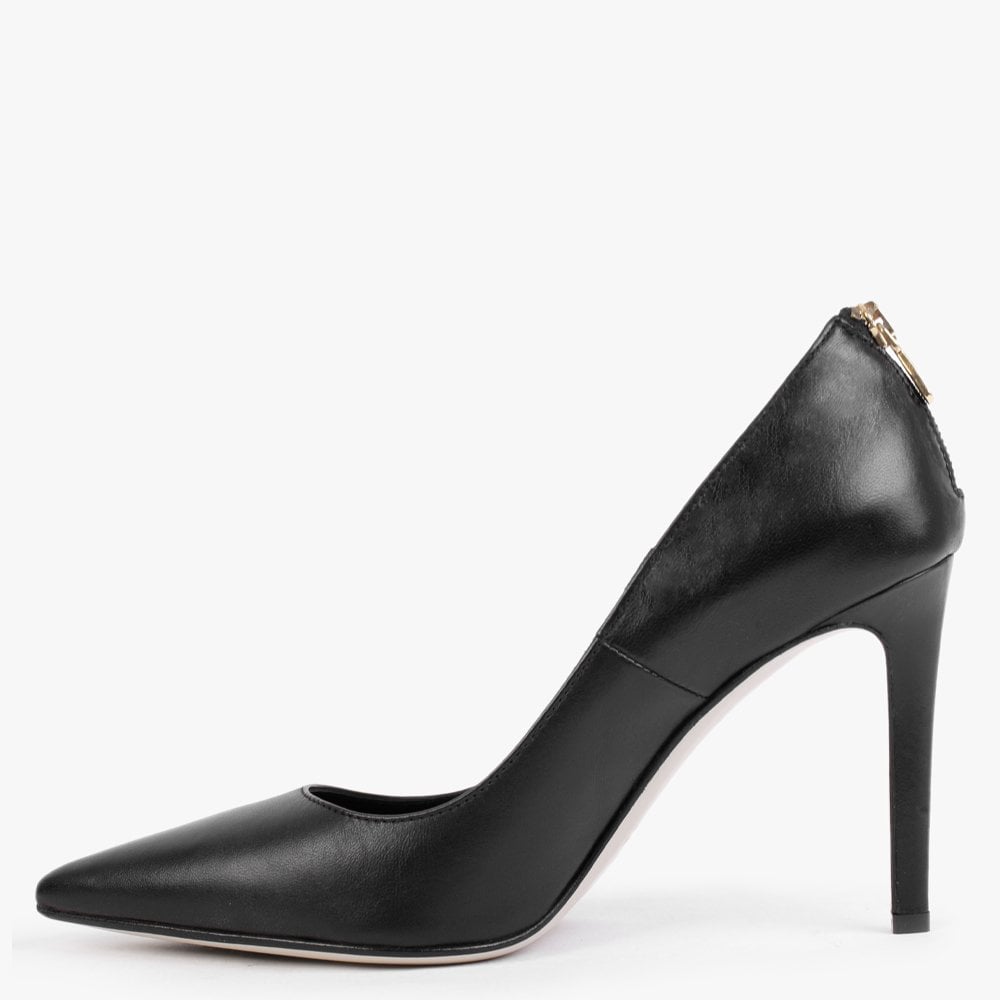 Nippy Black Leather Court Shoes