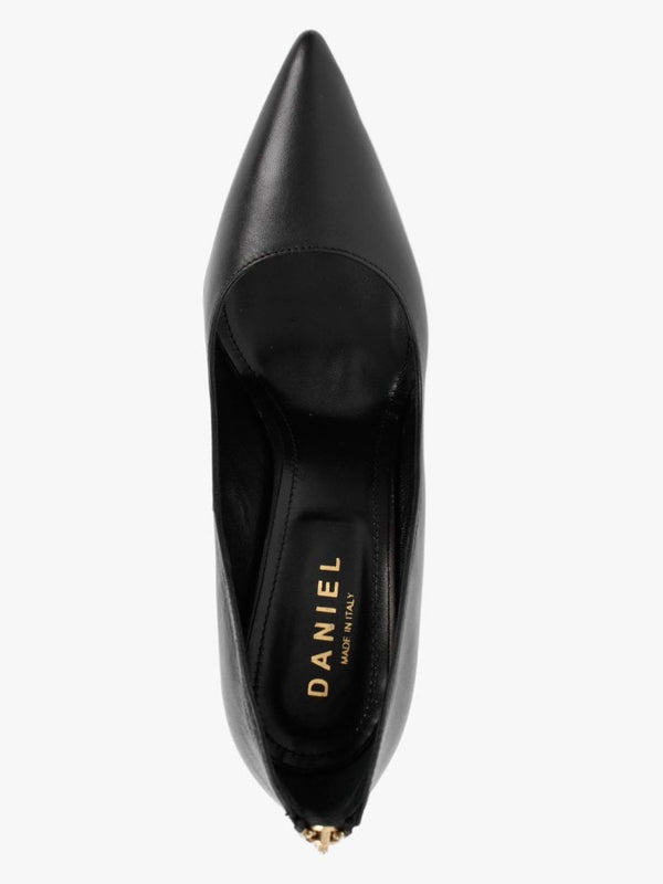Nippy Black Leather Court Shoes