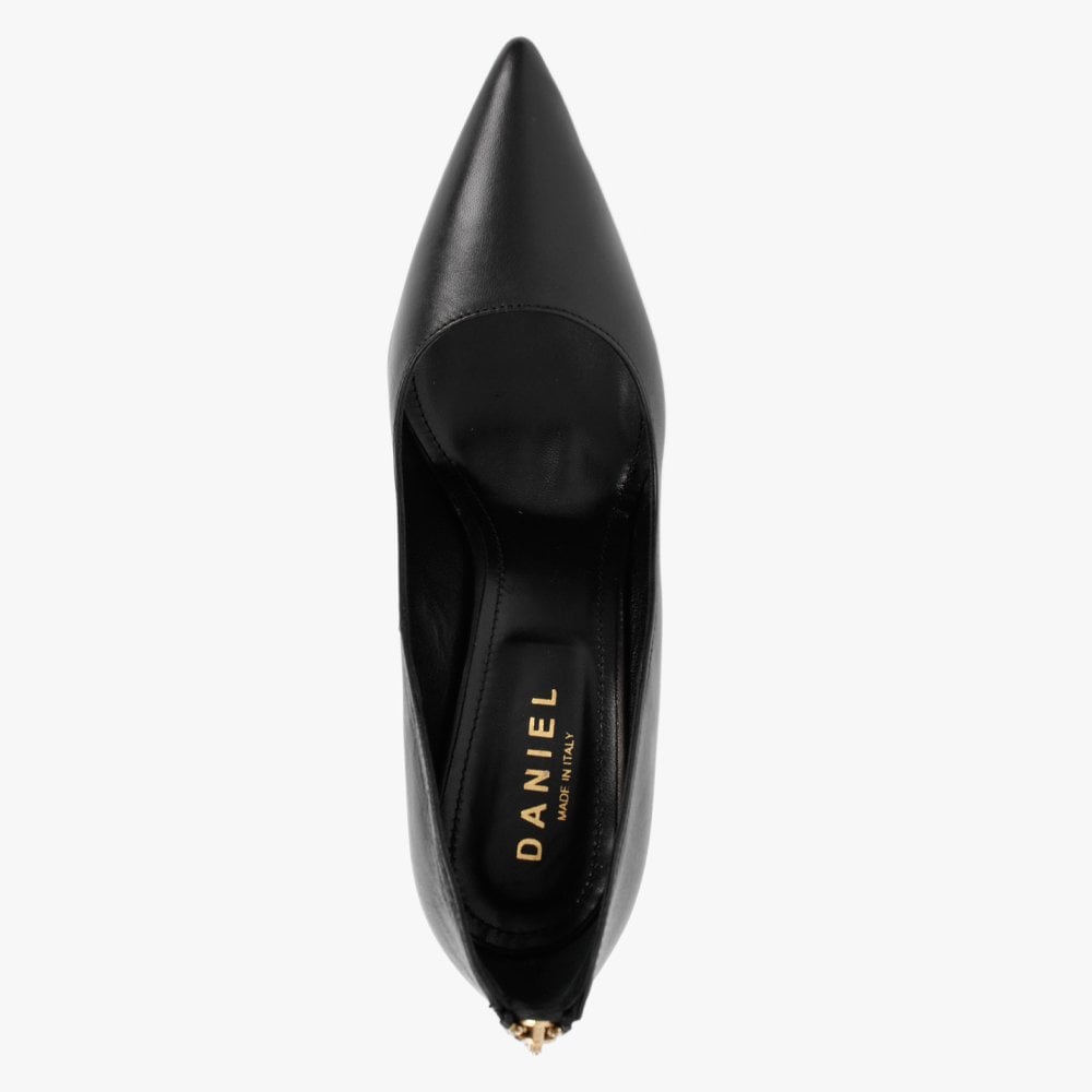 Nippy Black Leather Court Shoes
