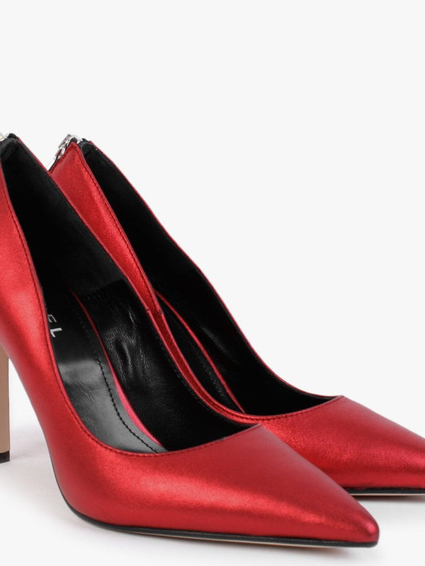 Nippy Red Metallic Leather Court Shoes