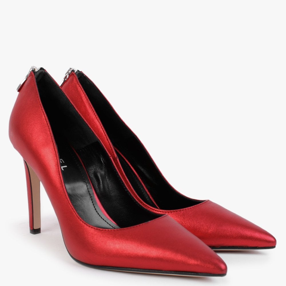 Nippy Red Metallic Leather Court Shoes