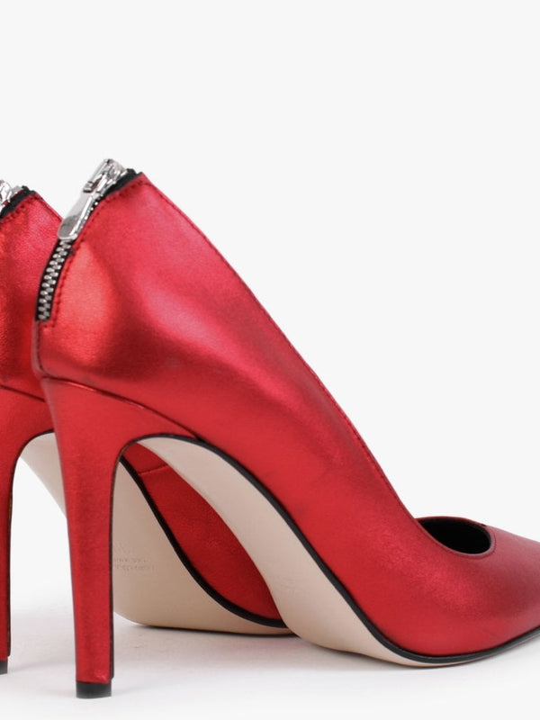 Nippy Red Metallic Leather Court Shoes