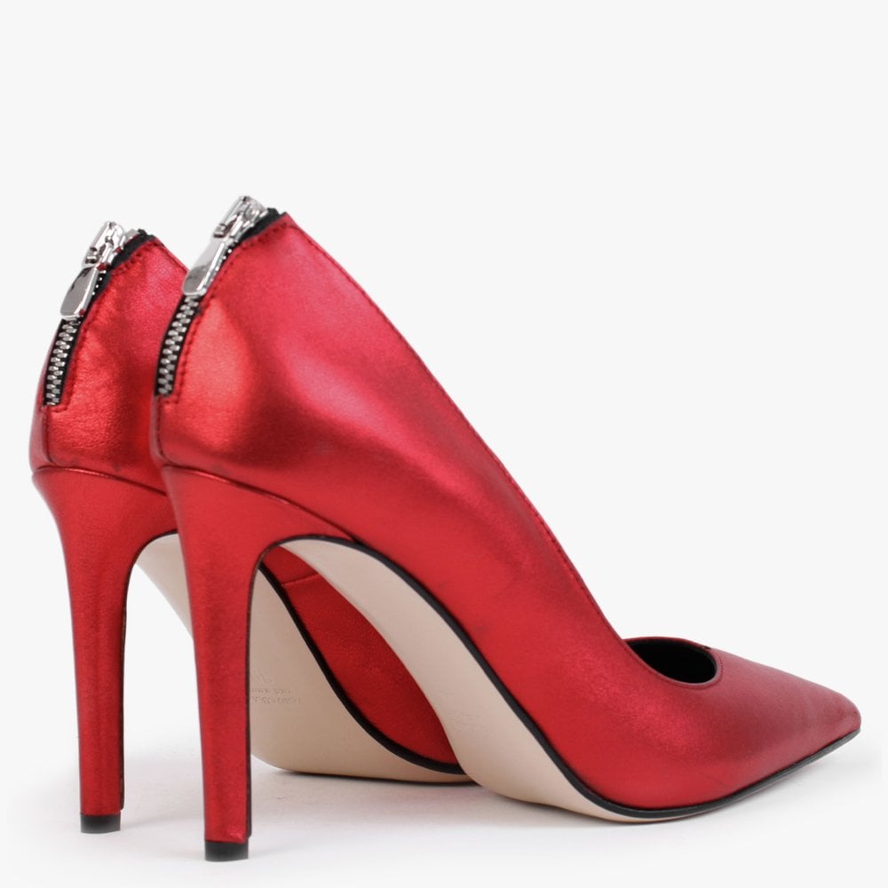 Nippy Red Metallic Leather Court Shoes