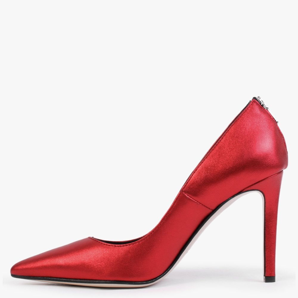 Nippy Red Metallic Leather Court Shoes