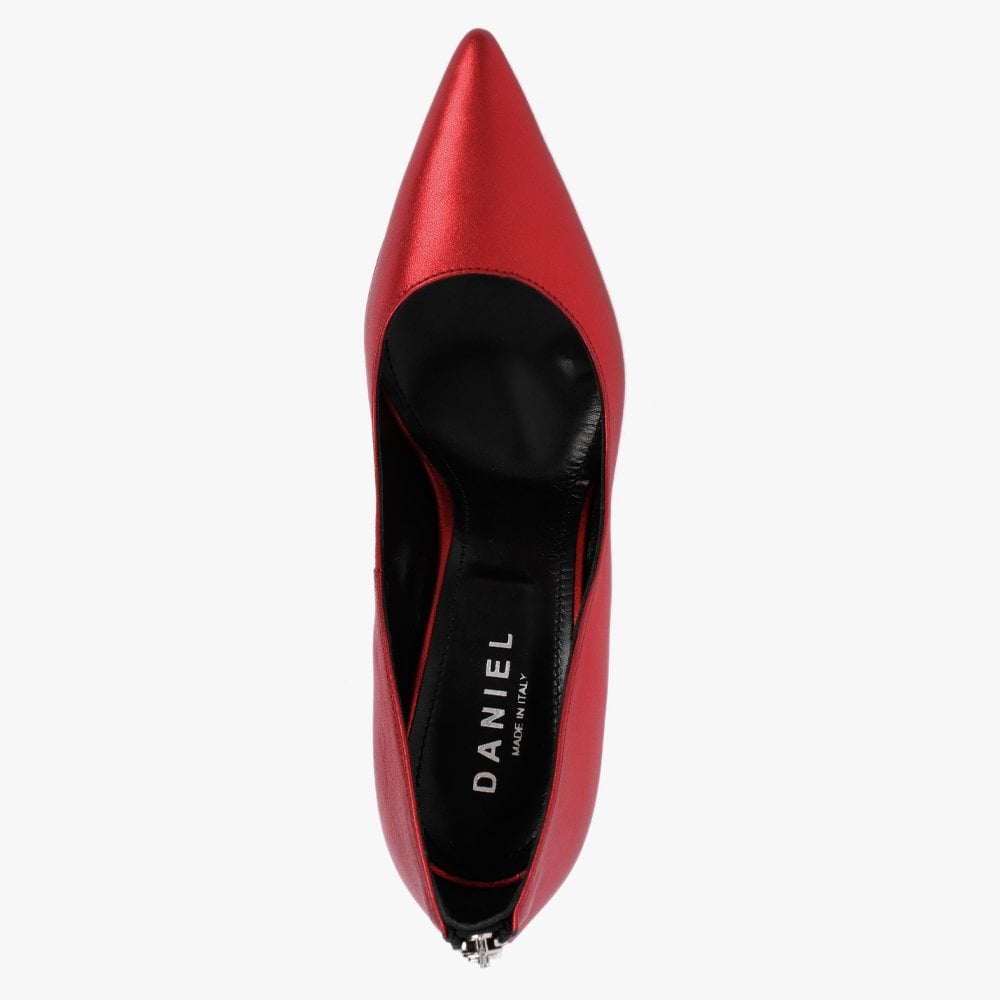 Nippy Red Metallic Leather Court Shoes