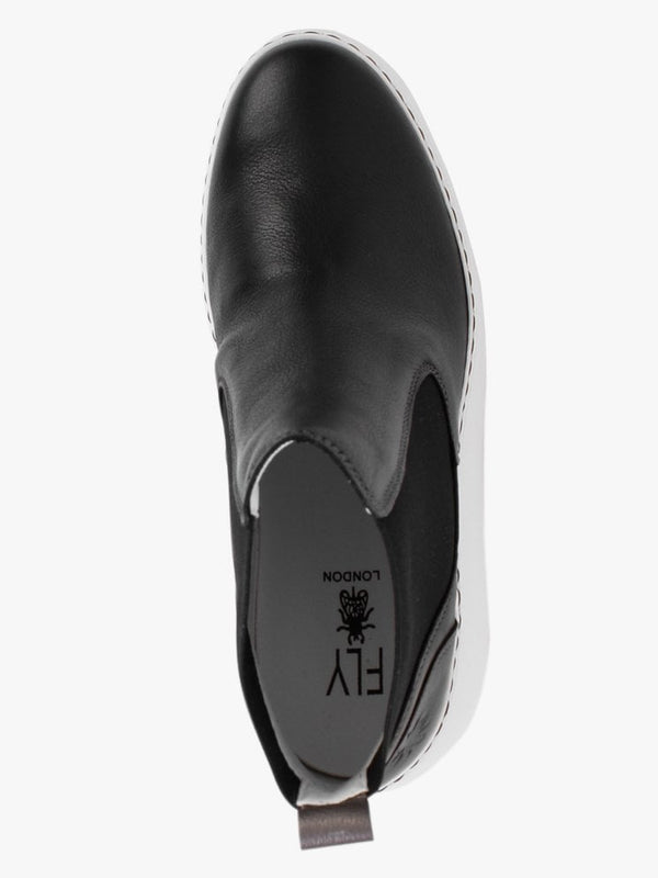 Dacy Black Leather Wedge Ankle Boots