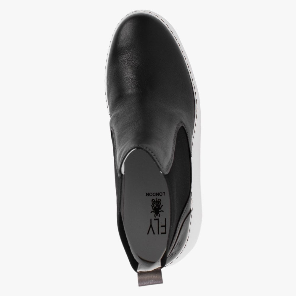 Dacy Black Leather Wedge Ankle Boots
