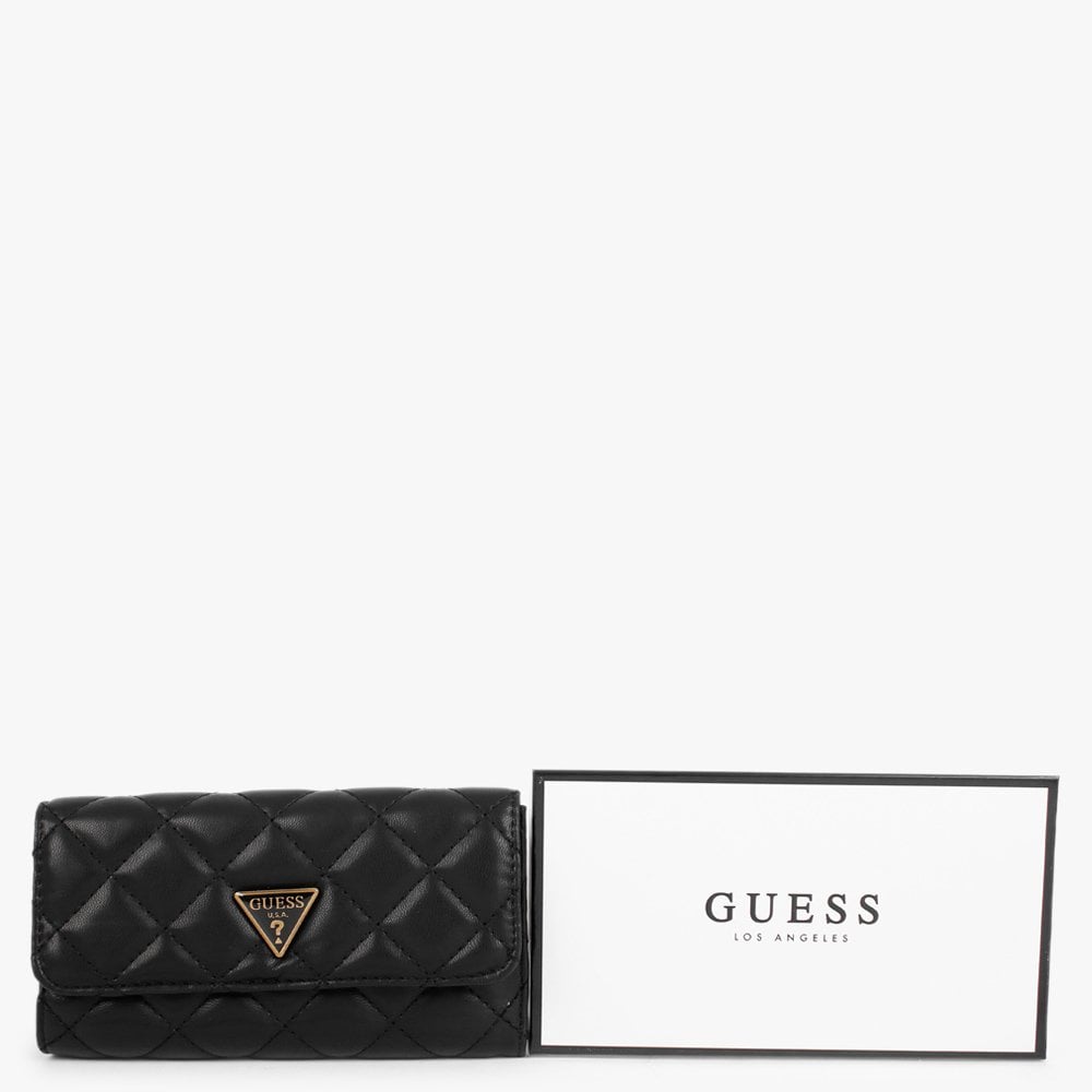 Cessily Black Quilted Trifold Wallet